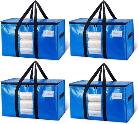 TAILI Extra Large Moving Bags, 4 Pack Heavy Duty Tote untuk penyimpanan dengan jendela yang terlihat, bungkus di sekitar pegangan, kantong penyimpanan