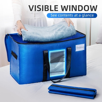TAILI Extra Large Moving Bags, 4 Pack Heavy Duty Tote untuk penyimpanan dengan jendela yang terlihat, bungkus di sekitar pegangan, kantong penyimpanan