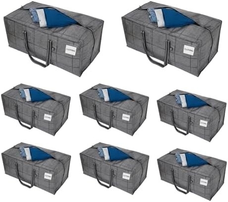 VENO 4 Paket Tas Pindah Plastik Storage Tote Pakaian Organisasi Besar W Tutup / Zipper. Kotak Pengemasan / Bin Alternatif