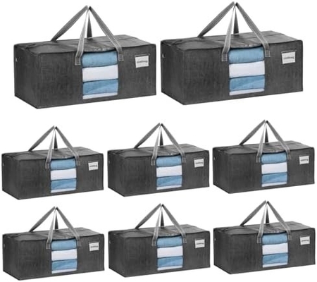 VENO 4 Paket Tas Pindah Plastik Storage Tote Pakaian Organisasi Besar W Tutup / Zipper. Kotak Pengemasan / Bin Alternatif