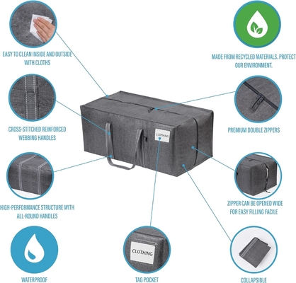 VENO 4 Paket Tas Pindah Plastik Storage Tote Pakaian Organisasi Besar W Tutup / Zipper. Kotak Pengemasan / Bin Alternatif