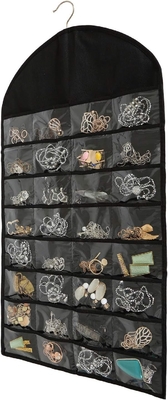 FORAINEAM 3 Paket HANGING Perhiasan ORGANIZER 32 POCKETS 18 Hook &amp; Loops kalung pemegang anting-anting gelang cincin tampilan