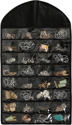 FORAINEAM 3 Paket HANGING Perhiasan ORGANIZER 32 POCKETS 18 Hook &amp; Loops kalung pemegang anting-anting gelang cincin tampilan