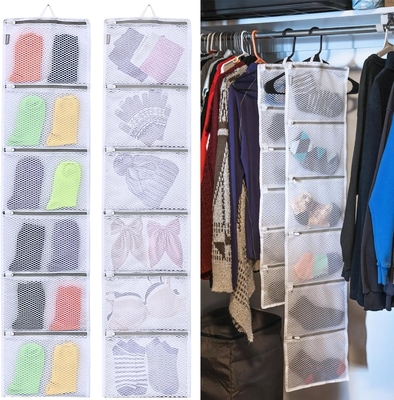 Pengatur lemari yang tergantung dengan kantong, pengatur kaos kaki 2 bungkus untuk mencuci dan mengeringkan, tas penyimpanan dapat mengatur kaus kaki,