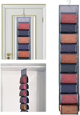 Legging Storage Organizer Untuk Lemari, Hanging Closet Organizer System, Grey Clothes Closets Holder Dengan 20 Roll
