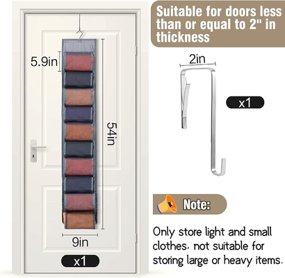 Legging Storage Organizer Untuk Lemari, Hanging Closet Organizer System, Grey Clothes Closets Holder Dengan 20 Roll