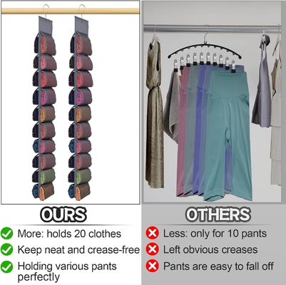 Legging Storage Organizer Untuk Lemari, Hanging Closet Organizer System, Grey Clothes Closets Holder Dengan 20 Roll