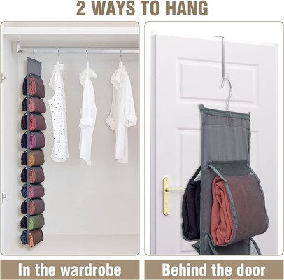 Legging Storage Organizer Untuk Lemari, Hanging Closet Organizer System, Grey Clothes Closets Holder Dengan 20 Roll