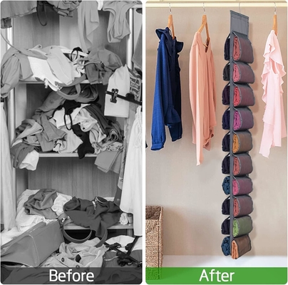 Legging Storage Organizer Untuk Lemari, Hanging Closet Organizer System, Grey Clothes Closets Holder Dengan 20 Roll