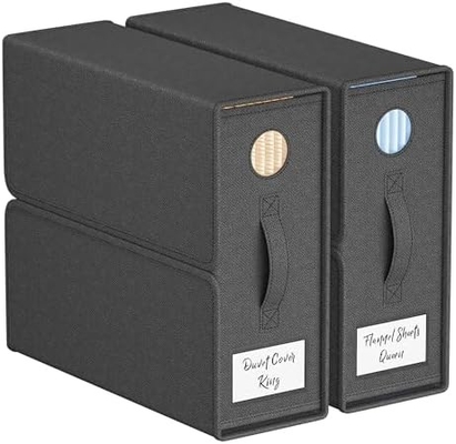 Organiser Sheet dan Storage, 4-Pack, Queen/King Size (Grey), Bed Sheet Organizer, Kain Storage Bin untuk Sheets,