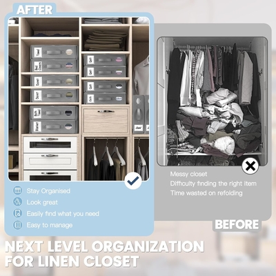 Organiser Sheet dan Storage, 4-Pack, Queen/King Size (Grey), Bed Sheet Organizer, Kain Storage Bin untuk Sheets,