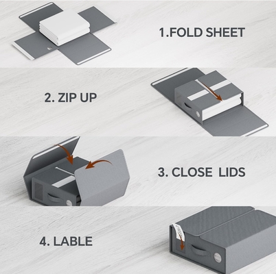 Organiser Sheet dan Storage, 4-Pack, Queen/King Size (Grey), Bed Sheet Organizer, Kain Storage Bin untuk Sheets,