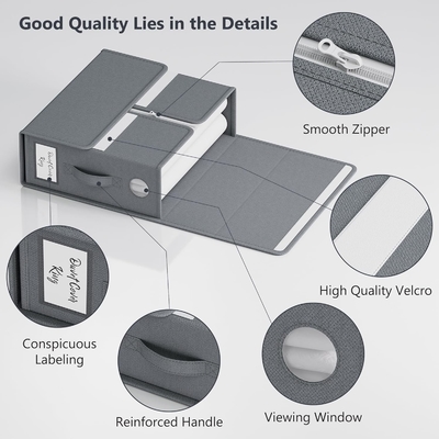 Organiser Sheet dan Storage, 4-Pack, Queen/King Size (Grey), Bed Sheet Organizer, Kain Storage Bin untuk Sheets,
