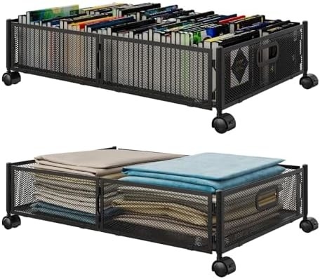 Storage di bawah tempat tidur dengan roda di bawah tempat tidur wadah penyimpanan logam besar lipat ruang-menghemat di bawah tempat tidur laci sepatu