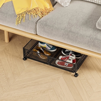 Storage di bawah tempat tidur dengan roda di bawah tempat tidur wadah penyimpanan logam besar lipat ruang-menghemat di bawah tempat tidur laci sepatu