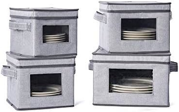 VENO 2 Pack Wine Glass Storage Box dengan tutup dan pegangan, Glasswares, China Organizer, bagus untuk bergerak, transportasi.