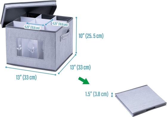 VENO 2 Pack Wine Glass Storage Box dengan tutup dan pegangan, Glasswares, China Organizer, bagus untuk bergerak, transportasi.