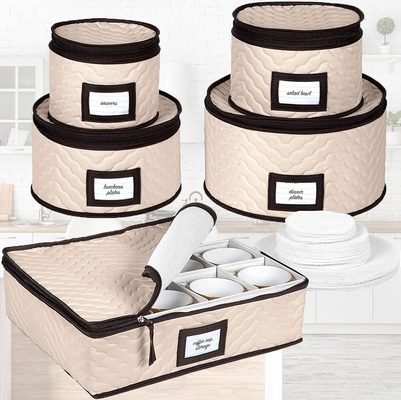 Cina Kontainer penyimpanan 5-pcs Set Pindah Kotak Untuk Perlengkapan Makan Malam, gelas, piring, cangkir Dan Saucers Kuat Quilted