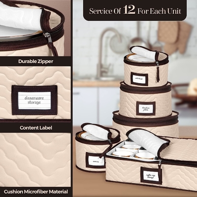 Cina Kontainer penyimpanan 5-pcs Set Pindah Kotak Untuk Perlengkapan Makan Malam, gelas, piring, cangkir Dan Saucers Kuat Quilted