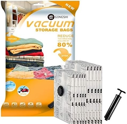12 Paket kantong penyimpanan vakum (3 X JUMBO, 3 X LARGE, 3 X MEDIUM, 3 X LITTLE), SPASSE SAVER SEALER KOMPRESI kantong dengan