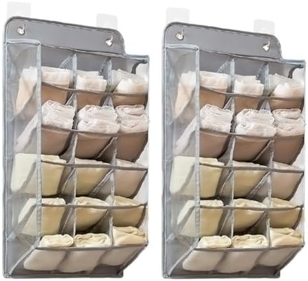 3D NEW DURABLE Closet HANGING ORGANIZER DENGAN 3D JAKET JARING, dinding rak lemari pakaian menggantung kantong penyimpanan (BEIGE-2PACK)