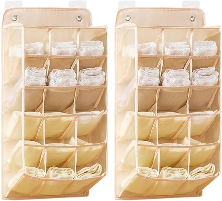 3D NEW DURABLE Closet HANGING ORGANIZER DENGAN 3D JAKET JARING, dinding rak lemari pakaian menggantung kantong penyimpanan (BEIGE-2PACK)