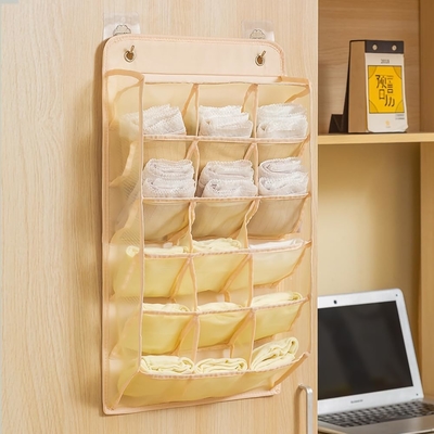 3D NEW DURABLE Closet HANGING ORGANIZER DENGAN 3D JAKET JARING, dinding rak lemari pakaian menggantung kantong penyimpanan (BEIGE-2PACK)
