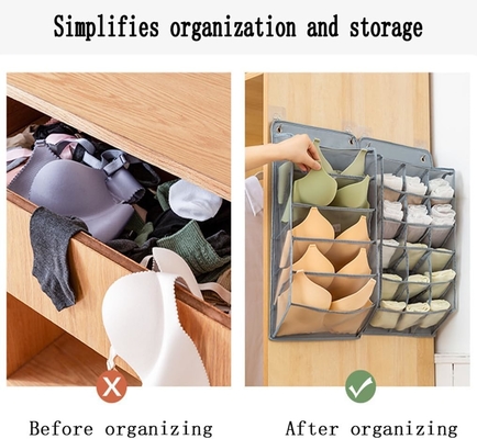3D NEW DURABLE Closet HANGING ORGANIZER DENGAN 3D JAKET JARING, dinding rak lemari pakaian menggantung kantong penyimpanan (BEIGE-2PACK)