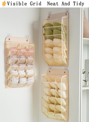 3D NEW DURABLE Closet HANGING ORGANIZER DENGAN 3D JAKET JARING, dinding rak lemari pakaian menggantung kantong penyimpanan (BEIGE-2PACK)