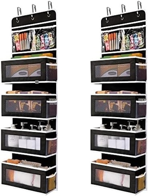 JARLINK 2 Paket 5-Rajang Over Door Hanging Organizer, Wall Mount Lipat 4 Pocket Besar Storage Kapasitas Besar dengan PVC
