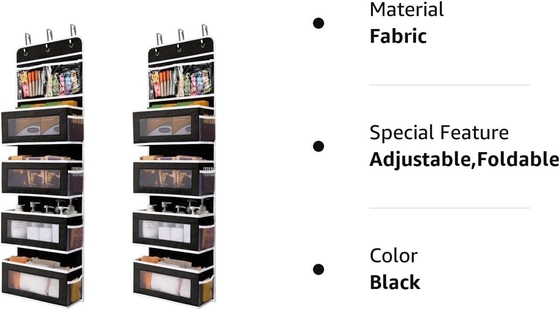 JARLINK 2 Paket 5-Rajang Over Door Hanging Organizer, Wall Mount Lipat 4 Pocket Besar Storage Kapasitas Besar dengan PVC