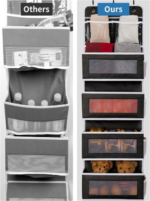 JARLINK 2 Paket 5-Rajang Over Door Hanging Organizer, Wall Mount Lipat 4 Pocket Besar Storage Kapasitas Besar dengan PVC