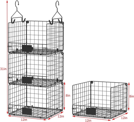 Sonyabecca 3-Tier Hanging Closet Organizer dengan nama pelat, Pakaian Hanging Rak 5 S Hooks, Wall Mount &amp; Cabinet