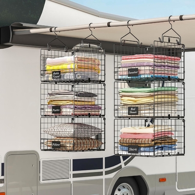 Sonyabecca 3-Tier Hanging Closet Organizer dengan nama pelat, Pakaian Hanging Rak 5 S Hooks, Wall Mount &amp; Cabinet