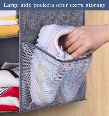 KEETDY 2 Rak Pengatur Lemari Gantung Kecil dan Penyimpanan dengan 2 Kantong Sepatu Besar Pengatur Rak Gantung untuk