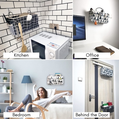 2PCS hanging basket untuk mengatur, kain dinding penyimpanan basket, wall organizer untuk lemari, dapur, kamar tidur, kantor,