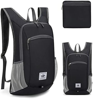 Tas ransel hiking 15L Ultralight Ringan Kemasan ransel hiking Water Resistant Lipat Daypack untuk perjalanan (Grey)