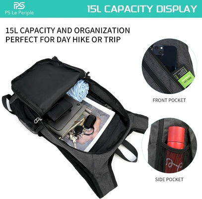 Tas ransel Daypack kecil 15L Hiking ransel lipat ransel kecil ringan tas ransel Packable paket hari perjalanan untuk wanita pria, bl