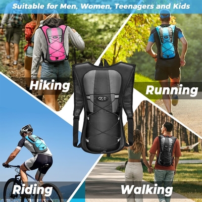 Tas ransel hidrasi Paket hidrasi Tas ransel air dengan 2L (70 ons) hidrasi kandung kemih untuk pria wanita anak-anak untuk berlari