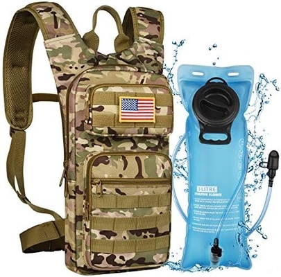 Tas ransel hidrasi dengan kandung kemih air TPU 3L, Tas ransel air Molle Taktis untuk pria Wanita, Paket hidrasi untuk hiking