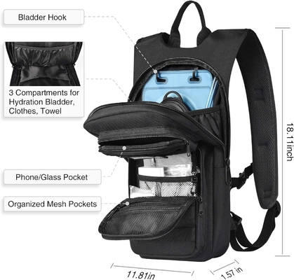 Tas ransel hidrasi dengan kandung kemih air TPU 3L, Tas ransel air Molle Taktis untuk pria Wanita, Paket hidrasi untuk hiking