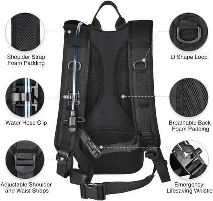 Tas ransel hidrasi dengan kandung kemih air TPU 3L, Tas ransel air Molle Taktis untuk pria Wanita, Paket hidrasi untuk hiking