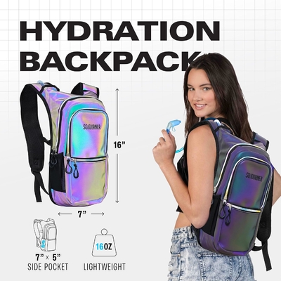 Paket Hidrasi Sojourner, Tas ransel hidrasi - Tas ransel air dengan 2 liter hidrasi kandung kemih, Festival Essential - Rave