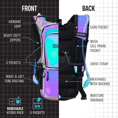 Paket Hidrasi Sojourner, Tas ransel hidrasi - Tas ransel air dengan 2 liter hidrasi kandung kemih, Festival Essential - Rave
