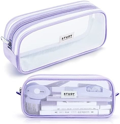 Kalidi Grid Mesh Pencil Case Kapasitas Besar Pencil Case Pencil Bag Besar Dengan Zipper Kantong Alat tulis sederhana Pen Estetika