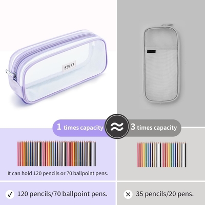 Kalidi Grid Mesh Pencil Case Kapasitas Besar Pencil Case Pencil Bag Besar Dengan Zipper Kantong Alat tulis sederhana Pen Estetika