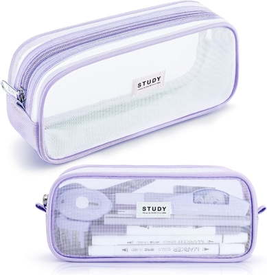 Kalidi Grid Mesh Pencil Case Kapasitas Besar Pencil Case Pencil Bag Besar Dengan Zipper Kantong Alat tulis sederhana Pen Estetika