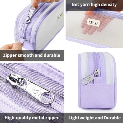 Kalidi Grid Mesh Pencil Case Kapasitas Besar Pencil Case Pencil Bag Besar Dengan Zipper Kantong Alat tulis sederhana Pen Estetika