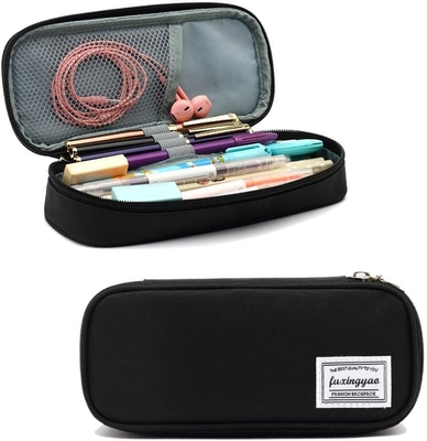 FUXINGYAO PENCIL CASE, MULTI-SLOT PENCIL POCH, PORTABLE PENCIL BAG, PEN CASE FOR& OFFICE ((BLACK))