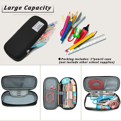 FUXINGYAO PENCIL CASE, MULTI-SLOT PENCIL POCH, PORTABLE PENCIL BAG, PEN CASE FOR& OFFICE ((BLACK))